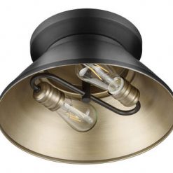 Best Sale 🤩 Patriot Lighting® Kenneth Black & Gold 2-Light Flush Mount Ceiling Light 💯 -Patriot Lighting Sales 20718 B