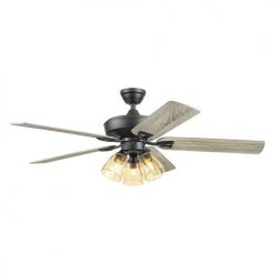 New 🎉 Patriot Lighting™ Madeline 52" Matte Black Indoor LED Ceiling Fan 🌟 -Patriot Lighting Sales 20768 3550111 Persp2 LightOn A 1