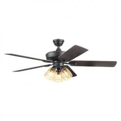 New 🎉 Patriot Lighting™ Madeline 52" Matte Black Indoor LED Ceiling Fan 🌟 -Patriot Lighting Sales 20768 3550111 Persp2 LightOn B