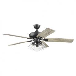 New 🎉 Patriot Lighting™ Madeline 52" Matte Black Indoor LED Ceiling Fan 🌟 -Patriot Lighting Sales 20768 3550111 Persp2 SideA