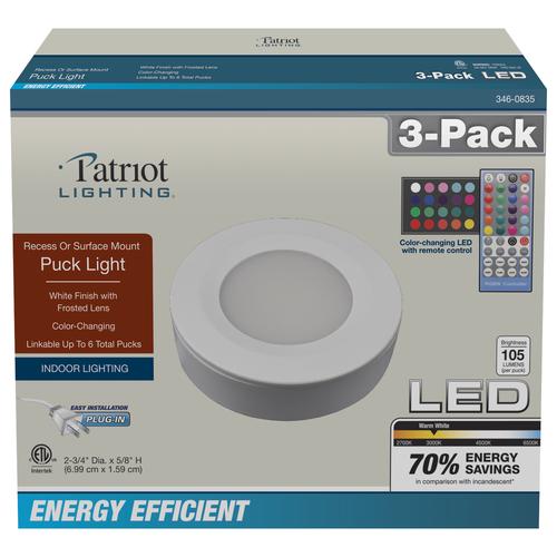 Cheapest ⌛ Patriot Lighting® Integrated LED White Plug-In Under Cabinet Puck Light - 3 Pack 🔔 4 Cheapest ⌛ Patriot Lighting® Integrated LED White Plug-In Under Cabinet Puck Light - 3 Pack 🔔 - Image 2