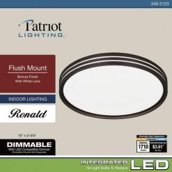 Promo 🤩 Patriot Lighting® Ronald Bronze Integrated LED Flush Mount Ceiling Light 🧨 -Patriot Lighting Sales 3482123 Alt7