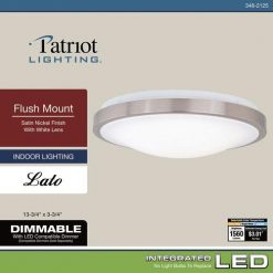 Outlet 🎉 Patriot Lighting® Lato Satin Nickel Integrated LED Flush Mount Ceiling Light 🌟 -Patriot Lighting Sales 3482125 Alt7