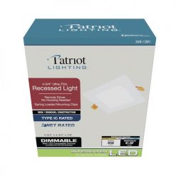 Promo 💯 Patriot Lighting® 4-3/4" LED Ultra-Thin Square Recessed Downlight 🧨 -Patriot Lighting Sales 349 1391 Box