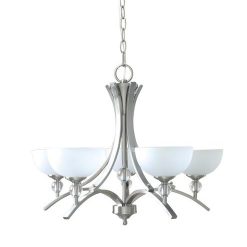 Outlet 🔥 Patriot Lighting® Chantelle 5-Light Satin Nickel Chandelier 😀