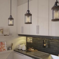Cheap 🌟 Patriot Lighting® Elegant Home Brooklyn Natural Iron & Distressed Faux Wood 1-Light Mini Pendant 🌟 -Patriot Lighting Sales 3518366 Alt2
