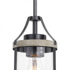 Cheap 🌟 Patriot Lighting® Elegant Home Brooklyn Natural Iron & Distressed Faux Wood 1-Light Mini Pendant 🌟 -Patriot Lighting Sales 3518366 Alt3