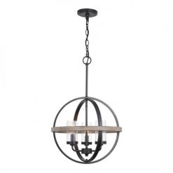 Best Pirce 🎁 Patriot Lighting® Elegant Home Brooklyn Natural Iron & Distressed Faux Wood 3-Light Pendant ⭐