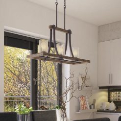 Flash Sale 👏 Patriot Lighting® Elegant Home Brooklyn Natural Iron & Distressed Faux Wood 3 Light Island Light 🛒 -Patriot Lighting Sales 3518370 Alt4