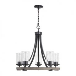 Wholesale 🔥 Patriot Lighting® Elegant Home Brooklyn 5-Light Natural Iron & Distressed Faux Wood Chandelier 💯 -Patriot Lighting Sales 3518371 Alt1