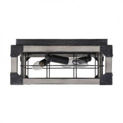 Best Pirce ❤️ Patriot Lighting® Elegant Home Levon Faux Wood & Black 3-Light Flush Mount Ceiling Light 😉 -Patriot Lighting Sales 3518468 Alt1