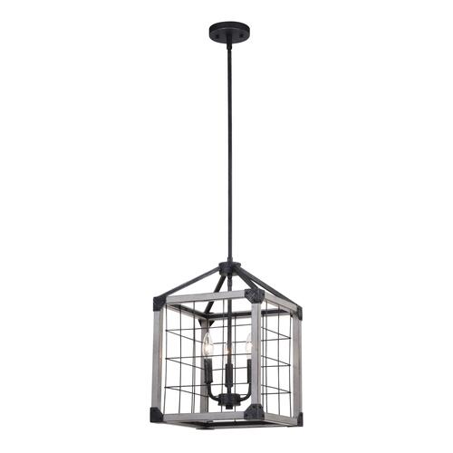 Brand new ⌛ Patriot Lighting® Elegant Home Levon Weathered Gray Faux Wood & Black 3-Light Pendant 🥰 4 Brand new ⌛ Patriot Lighting® Elegant Home Levon Weathered Gray Faux Wood & Black 3-Light Pendant 🥰 - Image 2