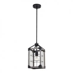 Buy 😀 Patriot Lighting® Elegant Home Levon Weathered Gray Faux Wood & Black 1-Light Mini Pendant ✨ -Patriot Lighting Sales 3518470 Alt1