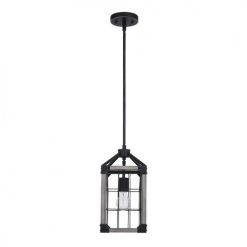 Buy 😀 Patriot Lighting® Elegant Home Levon Weathered Gray Faux Wood & Black 1-Light Mini Pendant ✨ -Patriot Lighting Sales 3518470 Alt2