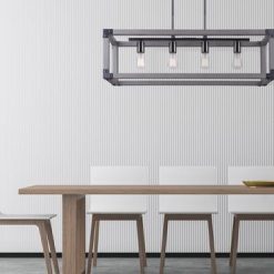 Wholesale 🔔 Patriot Lighting® Elegant Home Hendy 4-Light Black Stainless Steel & Faux Wood Island Light 🎁 -Patriot Lighting Sales 3518511 LIFE