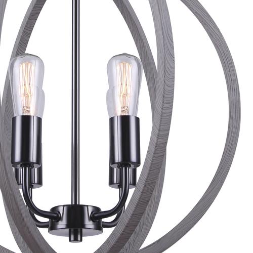 New ✨ Patriot Lighting® Elegant Home Hendy Black Stainless Steel & Faux Wood 4-Light Pendant 👏 4 New ✨ Patriot Lighting® Elegant Home Hendy Black Stainless Steel & Faux Wood 4-Light Pendant 👏 - Image 2