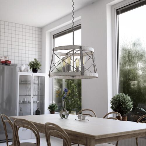 Coupon 🥰 Patriot Lighting® Bea White Wash Faux Wood And Galvanized 4-Light Pendant 😀 4 Coupon 🥰 Patriot Lighting® Bea White Wash Faux Wood And Galvanized 4-Light Pendant 😀 - Image 2