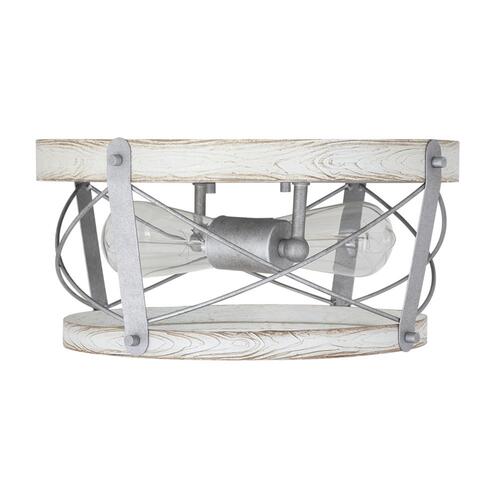 Promo 👏 Patriot Lighting® Bea White Wash Faux Wood & Galvanized 2-Light Flush Mount Ceiling Light 🎉 5 Promo 👏 Patriot Lighting® Bea White Wash Faux Wood & Galvanized 2-Light Flush Mount Ceiling Light 🎉 - Image 3