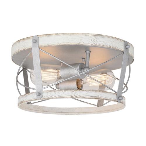 Promo 👏 Patriot Lighting® Bea White Wash Faux Wood & Galvanized 2-Light Flush Mount Ceiling Light 🎉 3 Promo 👏 Patriot Lighting® Bea White Wash Faux Wood & Galvanized 2-Light Flush Mount Ceiling Light 🎉