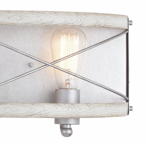 Brand new ✔️ Patriot Lighting® Bea White Wash Faux Wood And Galvanized 3-Light Vanity Light ⭐ 5 Brand new ✔️ Patriot Lighting® Bea White Wash Faux Wood And Galvanized 3-Light Vanity Light ⭐ - Image 3