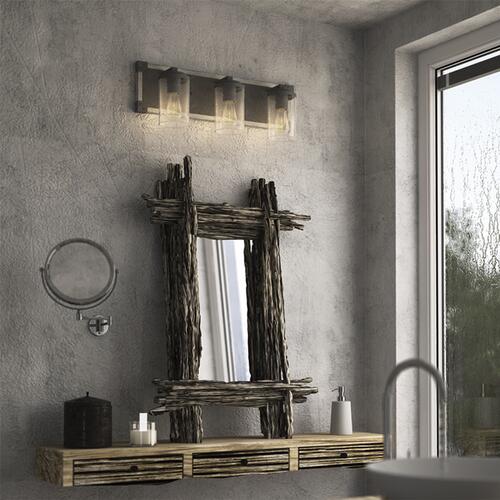 Wholesale 😉 Patriot Lighting® Levon Weathered Gray Faux Wood And Black 3-Light Vanity Light ✨ 4 Wholesale 😉 Patriot Lighting® Levon Weathered Gray Faux Wood And Black 3-Light Vanity Light ✨ - Image 2