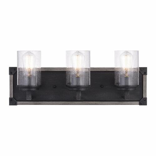 Wholesale 😉 Patriot Lighting® Levon Weathered Gray Faux Wood And Black 3-Light Vanity Light ✨ 3 Wholesale 😉 Patriot Lighting® Levon Weathered Gray Faux Wood And Black 3-Light Vanity Light ✨