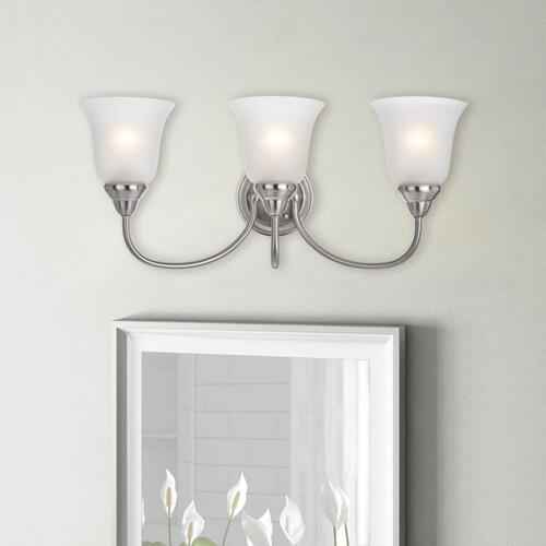New 😍 Patriot Lighting® Chesley Satin Nickel 3-Light Vanity Light 🎁 4 New 😍 Patriot Lighting® Chesley Satin Nickel 3-Light Vanity Light 🎁 - Image 2