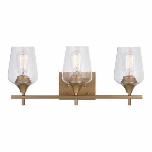 New ⭐ Patriot Lighting® Malbec Satin Gold 3-Light Vanity Light ✨ 3 New ⭐ Patriot Lighting® Malbec Satin Gold 3-Light Vanity Light ✨
