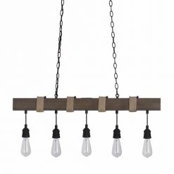 Cheapest 🌟 Patriot Lighting® Joyce Natural Wood And Black 5-Light Island Light 🔥 -Patriot Lighting Sales 3518622 Alt1