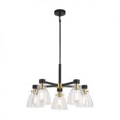 Best Pirce 👏 Patriot Lighting® Kenzie Matte Black & Gold 5-Light Chandelier ✨ -Patriot Lighting Sales 3518779 Alt3