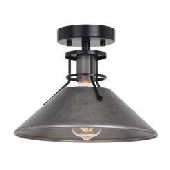 Cheapest 😉 Patriot Lighting® Ashtyn Matte Black & Charcoal Patina 1-Light Semi-Flush Mount Ceiling Light 🔥 -Patriot Lighting Sales 3518782 Alt1