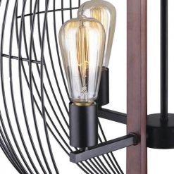 Cheapest 🔥 Patriot Lighting® Gage Black With Wood Accents 4-Light Chandelier ✔️ -Patriot Lighting Sales 3519197 ICH690A04BKW M Detail