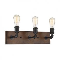 Flash Sale ⭐ Patriot Lighting® Elegant Home Steele Replica Wood With Antique Black 3-Light Vanity Light 👍