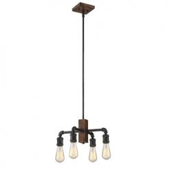 Cheapest ✔️ Patriot Lighting® Elegant Home Steele 4-Light Replica Wood With Antique Black Chandelier 😀