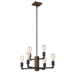 Best deal 🔥 Patriot Lighting Elegant Home Patriot Lighting® Elegant Home Steele Replica Wood With Antique Black 6-Light Chandelier 💯