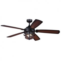 Promo 🥰 Patriot Lighting™ Dalebrooke 54" Black & Replica Wood Indoor/Outdoor LED Ceiling Fan 🧨