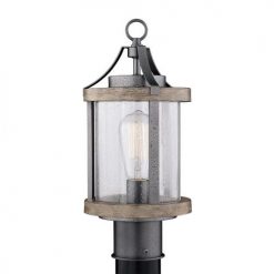 Wholesale 🧨 Patriot Lighting® Elegant Home Brooklyn Natural Iron & Distressed Faux Wood Post Light 👏
