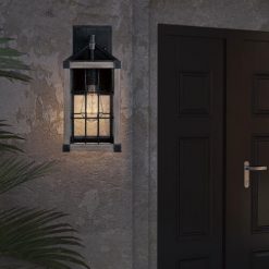 Best Sale 🎉 Patriot Lighting® Elegant Home Levon Weathered Gray Faux Wood & Black Outdoor Wall Light 💯 -Patriot Lighting Sales 3561118 Alt3