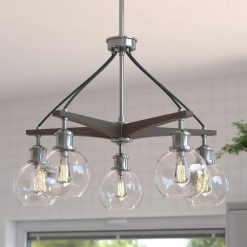 Best Sale ✔️ Patriot Lighting® Avondale Satin Nickel 5 Light Chandelier 😍 -Patriot Lighting Sales H0256 L2