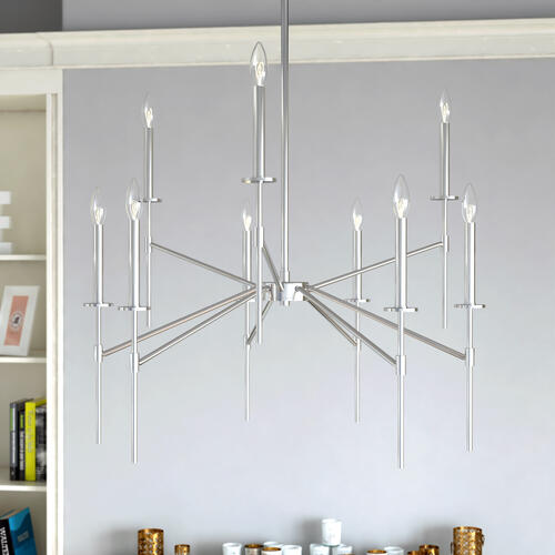 Flash Sale 🤩 Patriot Lighting® Kedzie Polished Nickel 9 Light Chandelier 😀 8 Flash Sale 🤩 Patriot Lighting® Kedzie Polished Nickel 9 Light Chandelier 😀 - Image 6