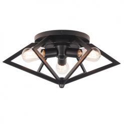 Hot Sale 🧨 Patriot Lighting® Pyramus Matte Black 3-Light Flush Mount Ceiling Light 🎁 -Patriot Lighting Sales Litex 351 8656 on