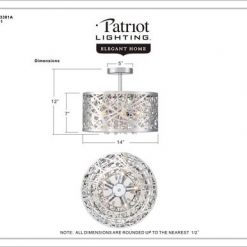 Hot Sale 🔥 Patriot Lighting® Elegant Home Braylen Chrome 5-Light Semi-Flush Mount Ceiling Light 😍 11 Hot Sale 🔥 Patriot Lighting® Elegant Home Braylen Chrome 5-Light Semi-Flush Mount Ceiling Light 😍 -Patriot Lighting Sales MND3381Adimensionimage