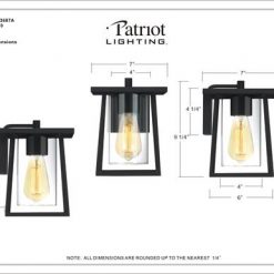 Flash Sale ⭐ Patriot Lighting® Binnie Black Outdoor Wall Light 👏 7 Flash Sale ⭐ Patriot Lighting® Binnie Black Outdoor Wall Light 👏 -Patriot Lighting Sales MND3687Adimensionimage