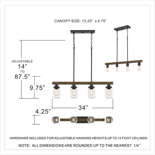 New ❤️ Patriot Lighting® Wheland Matte Black 4-Light Island Light 🔔 6 New ❤️ Patriot Lighting® Wheland Matte Black 4-Light Island Light 🔔 - Image 4