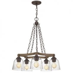 Best Sale 🌟 Patriot Lighting® Elegant Home Astaria 5-Light Matte Black & Faux Wood Chandelier 🛒