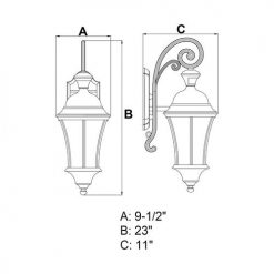 Buy 👏 Patriot Lighting® Dualux® Aberdeen Shiny Black Outdoor Wall Light ✔️ -Patriot Lighting Sales T0320 DWG