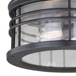 Brand new 🔔 Patriot Lighting® Wrightwood Vintage Black 2-Light Outdoor Flush Mount Light ⌛ -Patriot Lighting Sales T0361 1