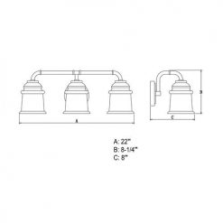 Buy 😀 Patriot Lighting® Toledo Satin Nickel 3 Light Vanity Light 🎁 -Patriot Lighting Sales W0241 DWG