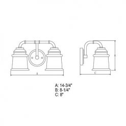 Outlet 👏 Patriot Lighting® Toledo Matte Black 2 Light Vanity Light ⭐ 13 Outlet 👏 Patriot Lighting® Toledo Matte Black 2 Light Vanity Light ⭐ -Patriot Lighting Sales W0349 DWG