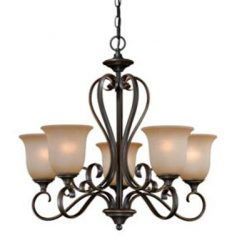 New 🛒 Patriot Lighting® Mavis 5-Light Oil Brushed Bronze With Gold Accent Chandelier 🥰